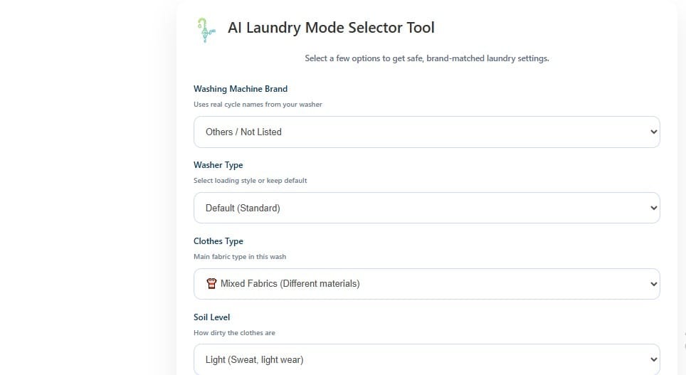 Laundry Mode Selector Tool