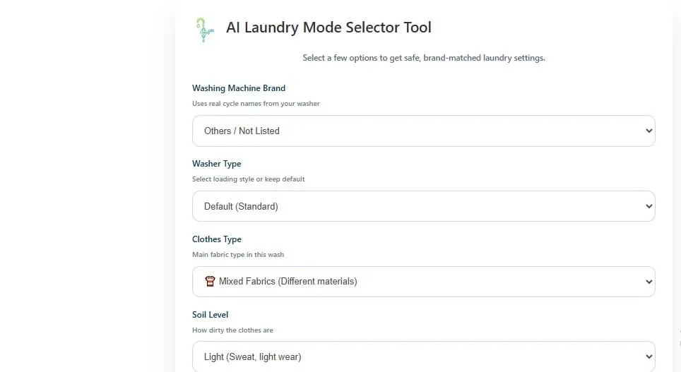 Laundry Calculator Tool