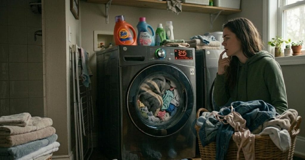 wrong washing machine cycle selection causing unbalanced load and poor cleaning results in GE washer