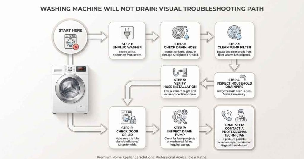Washing machine drainage troubleshooting checklist